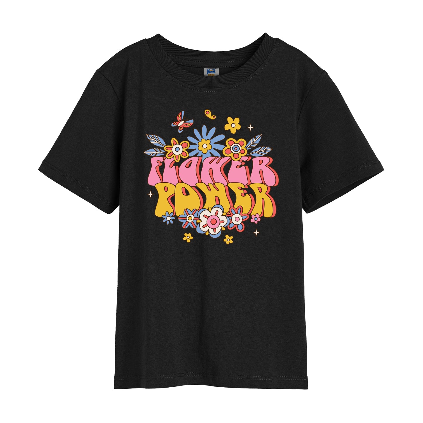 Koszulka w stylu Retro dla dziewczynki „Flower Power” Biała