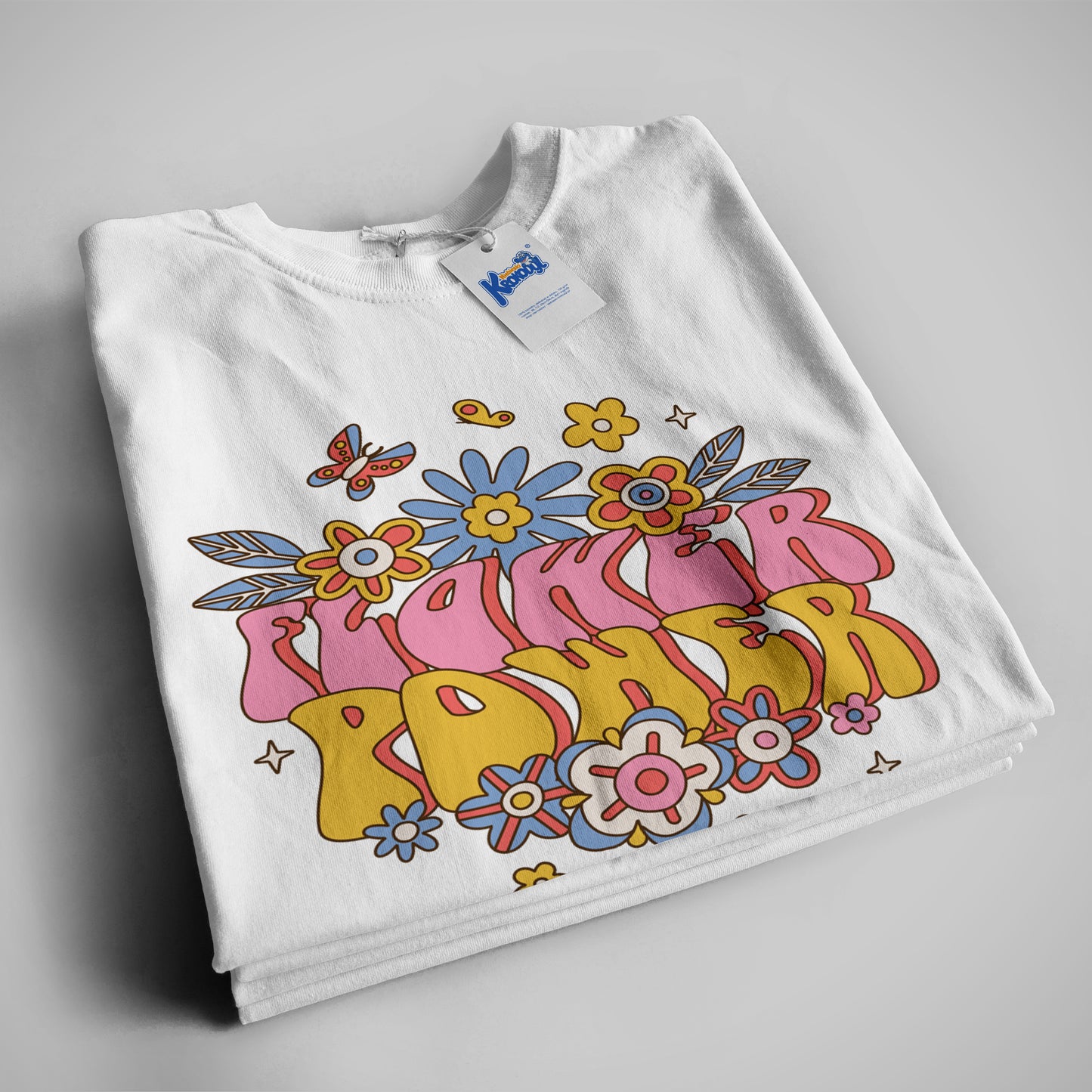 Koszulka w stylu Retro dla dziewczynki „Flower Power” Biała